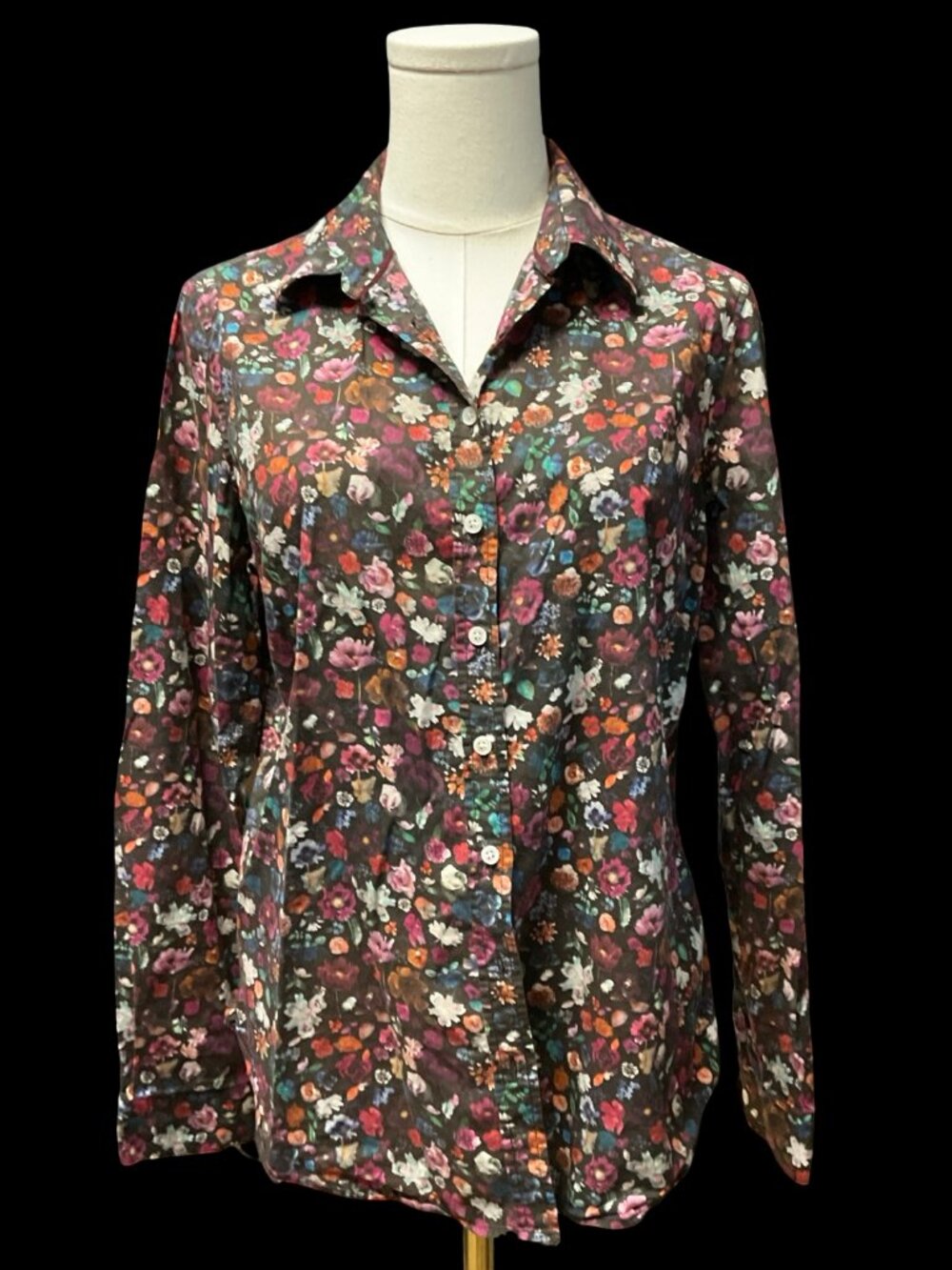Purple Floral Print Button Up Shirt